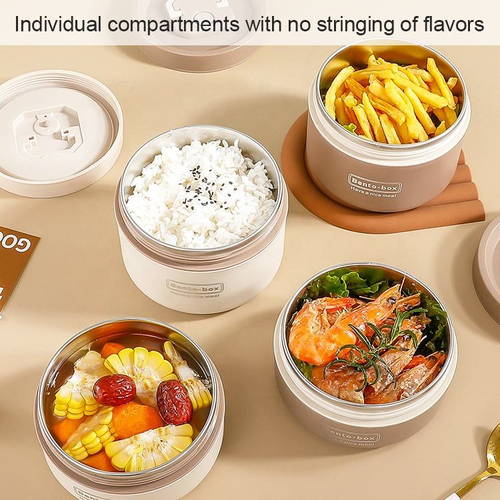 Hot-selling stainless steel insulated portable lunch box, microwave-safe, leak-proof lid.