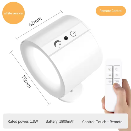 LED Rechargeable Magnetic Wall Lamp Dimmable 360 ​​Degree Rotation Indoor with Remote Control