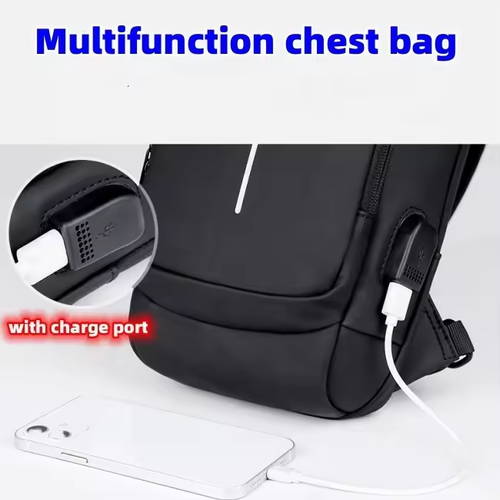 Carbon fiber streamlined anti-theft, USB charging sports waterproof anti-theft shoulder bag