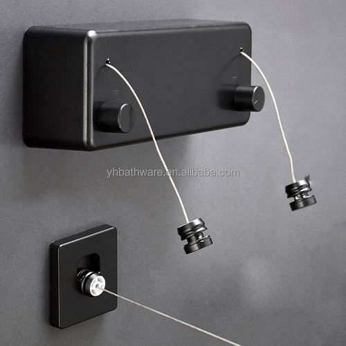 Wall-Mounted Retractable Steel Wire Rope Clothesline Rack Flexible Indoor Double Lines for Drying Clothing