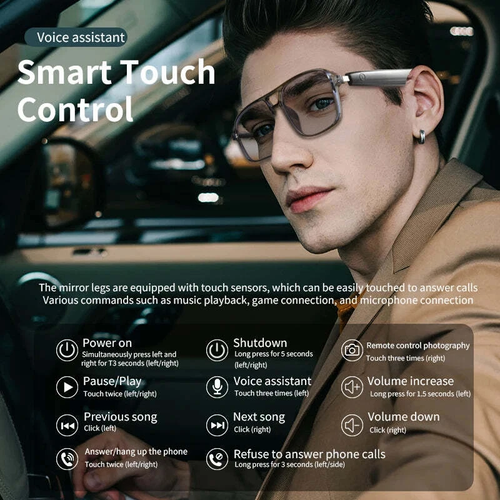 Multifunctional Bluetooth camera, music player, touch screen smart glasses