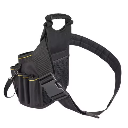 Heavy-duty mechanical electrician tool bag with pockets and waist bag to carry drills, electrician and other tools