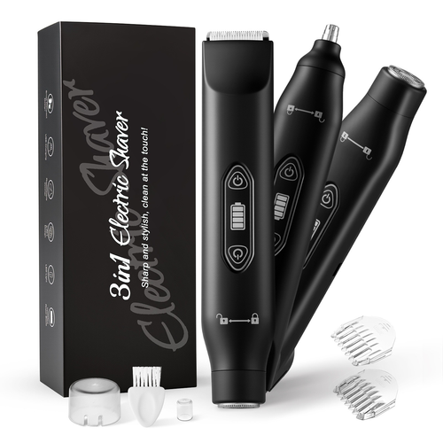 3-in-1 hair clipper, nose hair trimmer, hair removal device for men and women, pubic area shaver