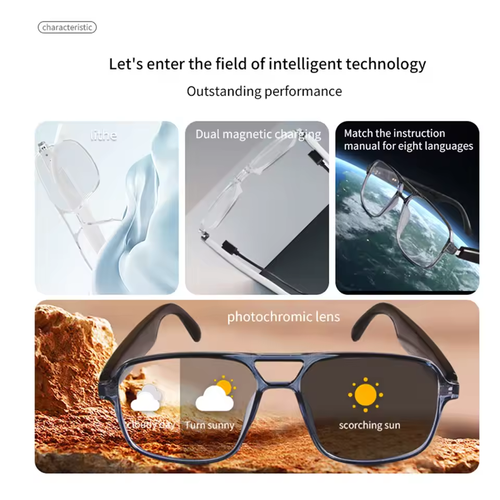 Multifunctional Bluetooth camera, music player, touch screen smart glasses