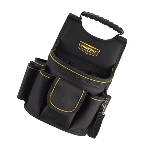 Heavy-duty mechanical electrician tool bag with pockets and waist bag to carry drills, electrician and other tools