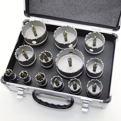 13-piece carbide TCT drill bit hole saw set for stainless steel, concrete, wood, reamer tool set and metal cutter