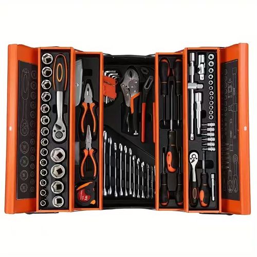 85-piece steam repair tool kit, iron box household tool box, folding three layers, hardware pliers set