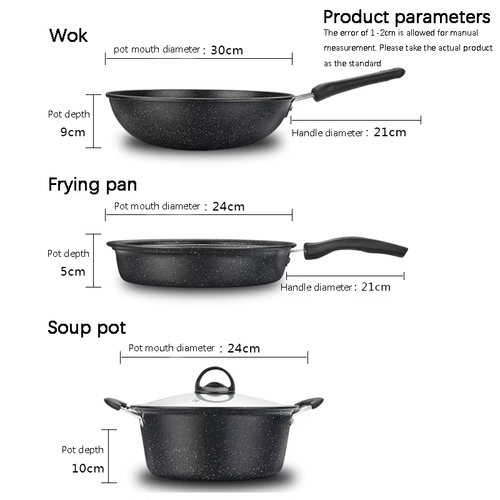 3-piece non-stick cookware set, best-selling soup pot, wok, frying pan, and cookware set