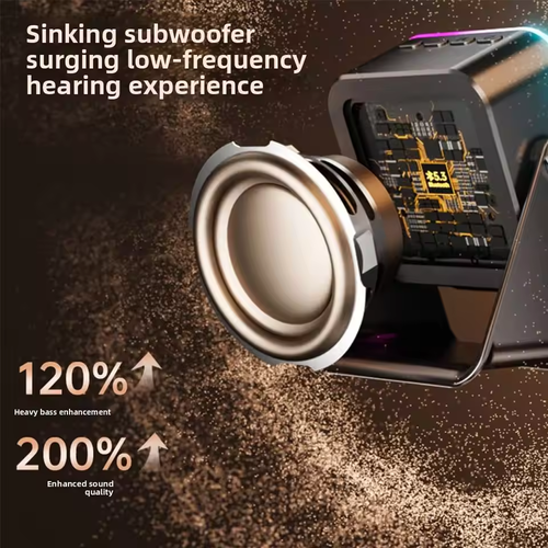 5-in-1 automatic induction dual-mode RGB ambient light Bluetooth portable speaker with charging stand