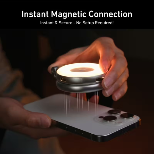 Magnetic beauty fill light for mobile phones, three-color temperature portable selfie mirror, rotating and stretchable pocket light