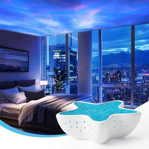 LED starfish night light, USB powered, wave and starry sky music projection light