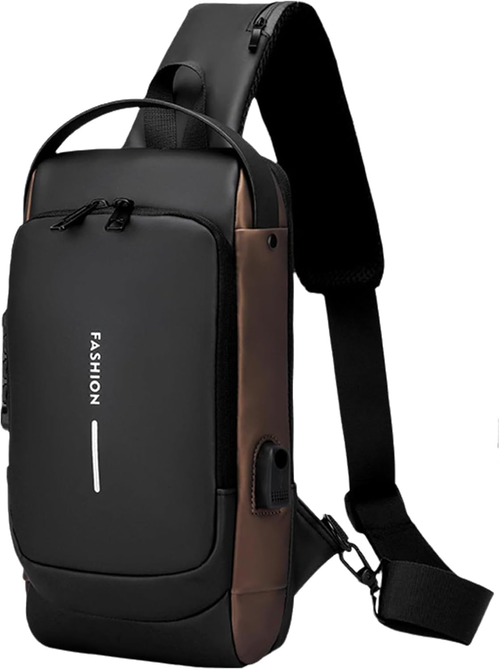 Carbon fiber streamlined anti-theft, USB charging sports waterproof anti-theft shoulder bag
