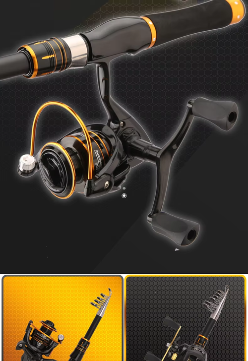 Portable 2.1-meter hybrid telescopic fishing rod and reel set, suitable for long-distance casting, and includes fishing lures.