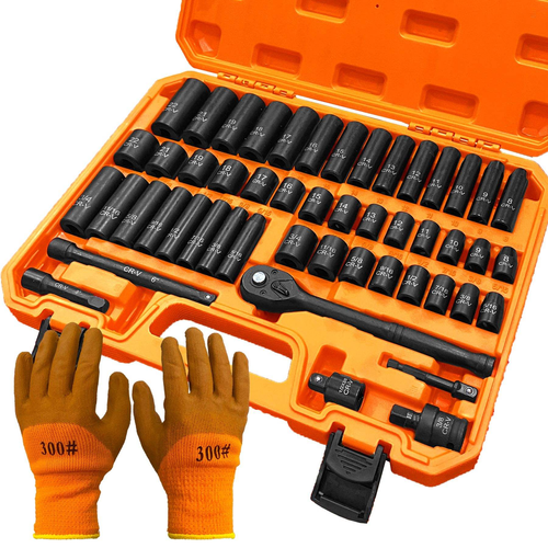 50PCS 3-8 Inch Dr. Pneumatic Impact Wrench With Set of Sockets Air Impact Sockets Set Socket Impact Wrench Set
