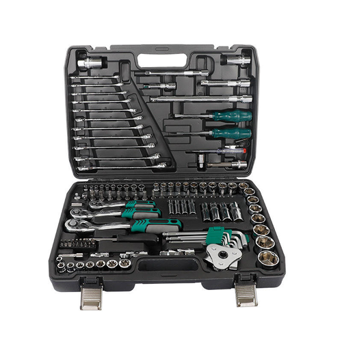 121-piece multi-purpose steel auto repair tool set, quick ratchet wrench and screwdriver set