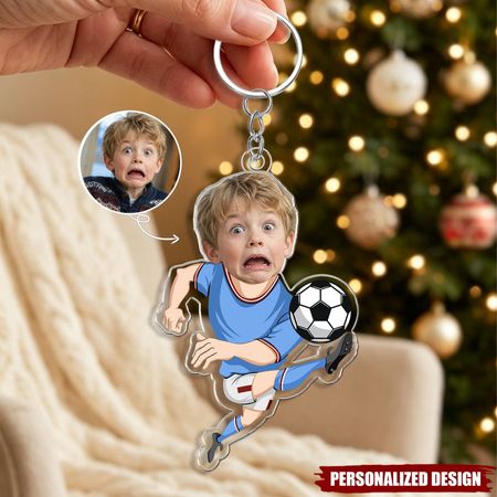 Portachiavi in acrilico personalizzato con foto di calcio per ragazzo-Portachiavi personalizzato per giocatore di calcio regalo