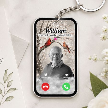 Portachiavi personalizzato con cardinale La chiamata che avrei voluto ricevere – Ricordo commemorativo di cordoglio con foto