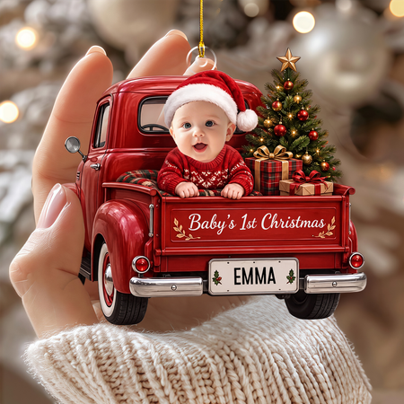 Personalizzato Baby 1 ° Natale Rosso Camion Acrilico Ornamento