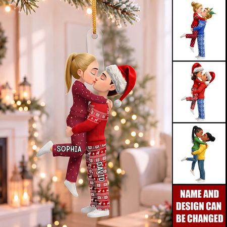 Decorazioni natalizie con coppia baciante-Ornamento personalizzato