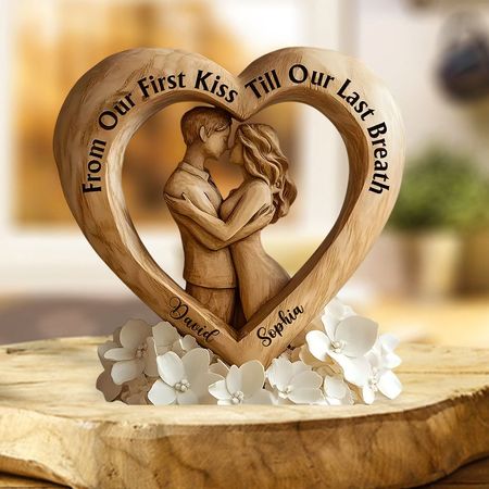 Dal nostro primo bacio fino al nostro ultimo respiro - Targa personalizzata in acrilico a forma di coppia