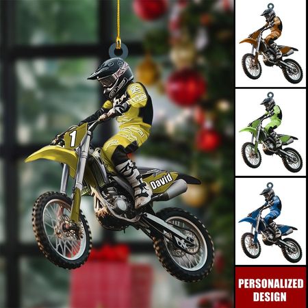 Ornamento personalizzato da motocross, regalo per motociclista da cross