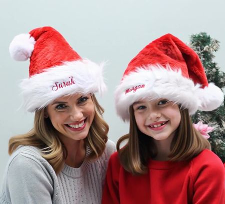 Cappelli di Babbo Natale personalizzati, cappelli per Natale, cappello di Babbo Natale personalizzato in velluto di peluche, cappello di Babbo Natale ricamato, decorazioni natalizie
