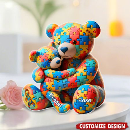 Regali personalizzati Targhetta in acrilico Orso mamma e cucciolo