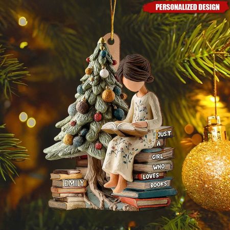 Ornamento Solo una ragazza che ama i libri ornamento personalizzato con ragazza che legge