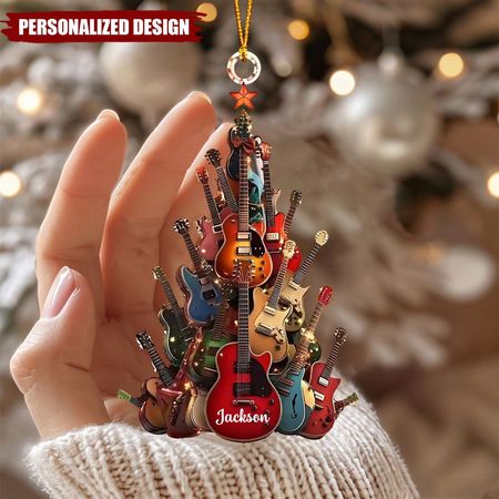 Decorazione natalizia personalizzata per albero di Natale a forma di chitarra