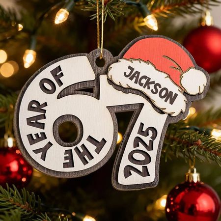 Ornamento personalizzato in acrilico con disegno di cappello da Babbo Natale, regalo personalizzato in gergo giovanile per l'albero di Natale, divertente regalo ricordo per le feste