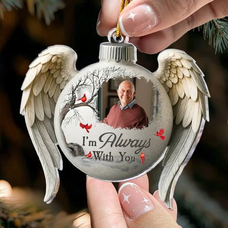 Ornamento natalizio commemorativo I'm Always With You (Sono sempre con te) - Ornamento personalizzato in acrilico con foto