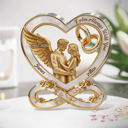 Personalizzato Sono sempre con te Paio di Angelo Placca acrilica | Nome personalizzato e ricordo dell'anno Love Keepsake