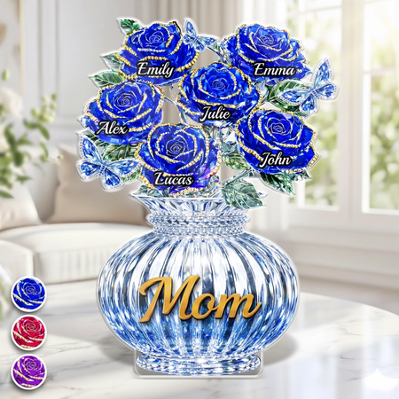 Targa acrilica personalizzata-Regali personalizzati per il compleanno della festa della mamma per la mamma, la nonna-L'amore brla in blu