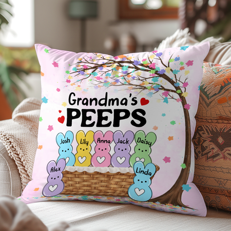 Cuscino pasquale PEEPS personalizzato della nonna | Nome personalizzato Famiglia Peeps Keepsake