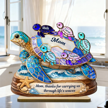 Grazie per averci attraversato le onde della vita-Targa in legno personalizzata-Regalo sentito per la festa della mamma per mamma e moglie