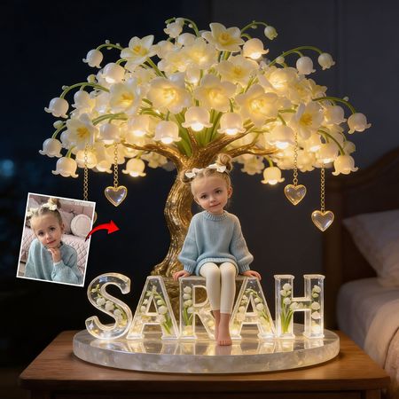 Personalizzato qualsiasi foto amp mese nascita Fiore-luce notturna personalizzata per bambini in acrilico LED