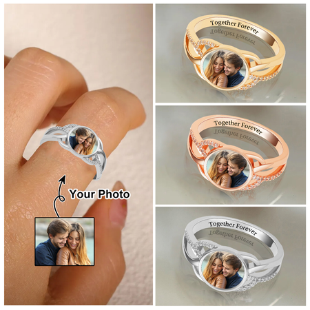 Anello di coppia per sempre amore con foto personalizzate