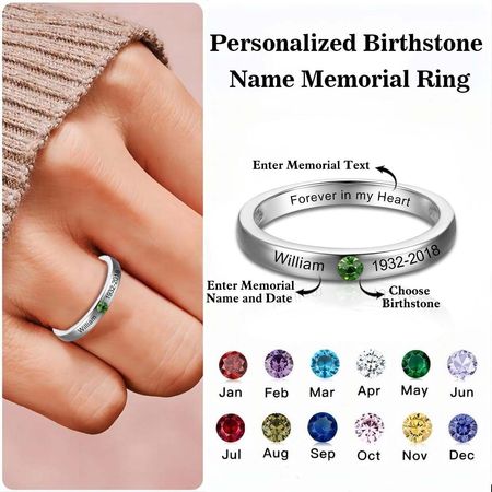 Personalizzato per sempre nel mio cuore anello Birthstone