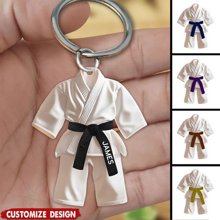 Portachiavi personalizzato della cintura nera-Regalo di Taekwondo,Karate,Jiu-Jitsu