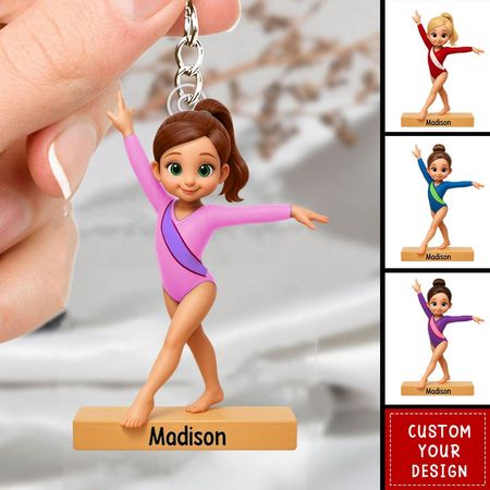 Ginnastica ragazza-Portachiavi acrilico personalizzato-Regalo per la nipote della figlia