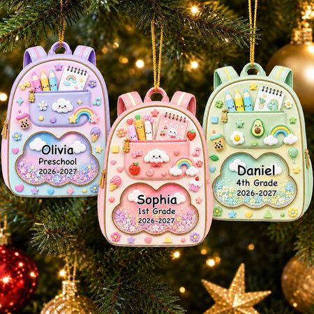 Zaino per l'anno scolastico ornamento acrilico-Regali di Natale personalizzati per bambini
