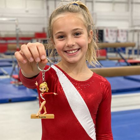 Ginnastica ragazza-Portachiavi acrilico personalizzato-Regalo per la nipote della figlia