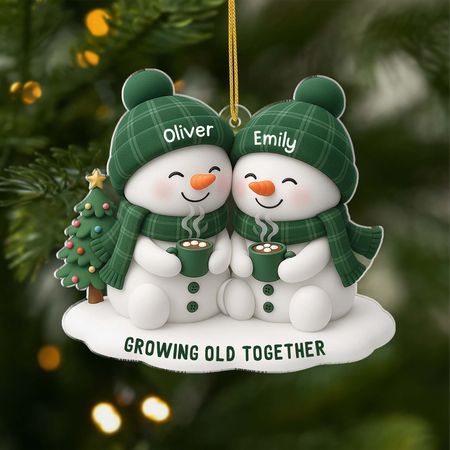 Effetto di stampa 3D Ornamento di Natale acrilico personalizzato pupazzo di neve per coppie