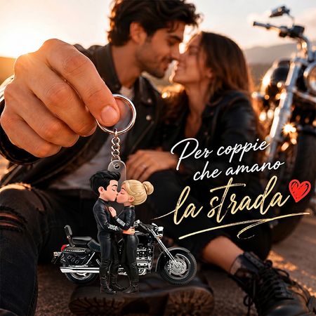 Coppia di motociclisti-Portachiavi acrilico personalizzato-Regalo sentimentale per lei, per lui
