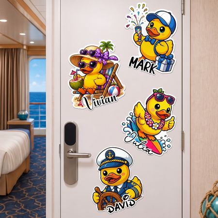 Carino anatra-Cartelli porta da crociera Decorazioni della cabina di crociera Vacanze in famiglia, viaggio per ragazze-Magnete personalizzato