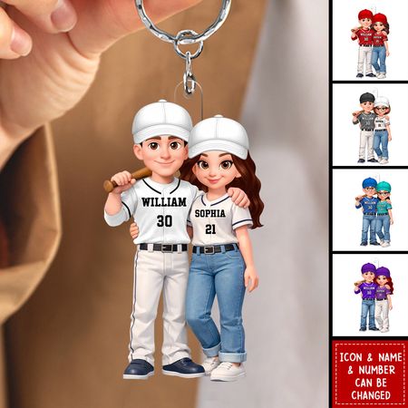 Coppia di baseball Sarò sempre il tuo più grande fan Personalizzato Personalizzato Portachiavi Acrilico