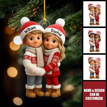 Abbraccio di coppia-ornamento acrilico personalizzato, regalo di Natale per lui, regalo per lei
