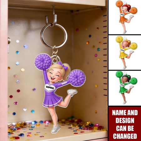 Cheerleader Girl-Portachiavi personalizzato, regalo per la figlia, per la nipote
