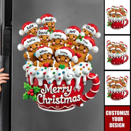 Buon Natale-Acalcomania personalizzata della famiglia di pan di zenzero