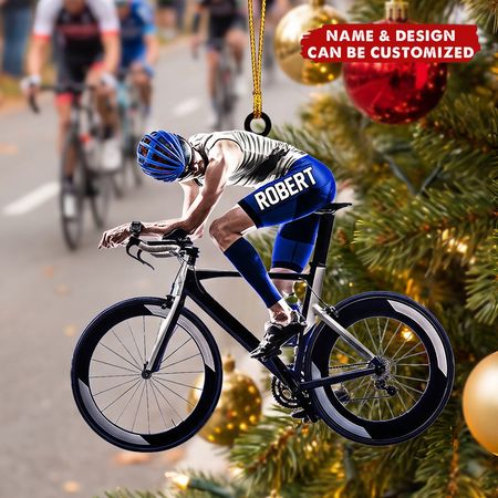 Personalizzato Uomo Triathlon Atleta di Ferro Nome Biker Acrilico Ornamento Piatto Per Biker